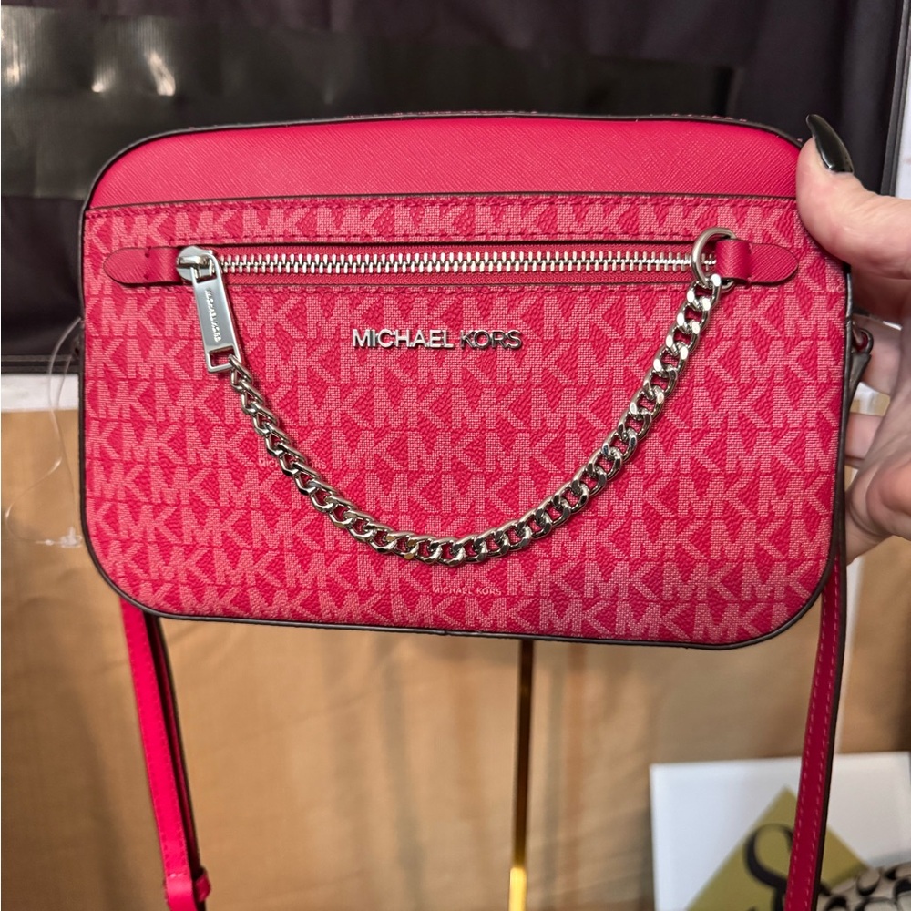 Michael Kors Monogram Fuchsia Crossbody Bag NWOT